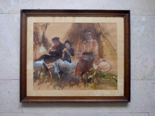 Pause déjeuner pour les agriculteurs arables - Raoul Pharasy, Antiquités & Art, Art | Peinture | Classique, Enlèvement