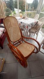 Vintage rotan schommelstoel hout, Antiek en Kunst, Ophalen