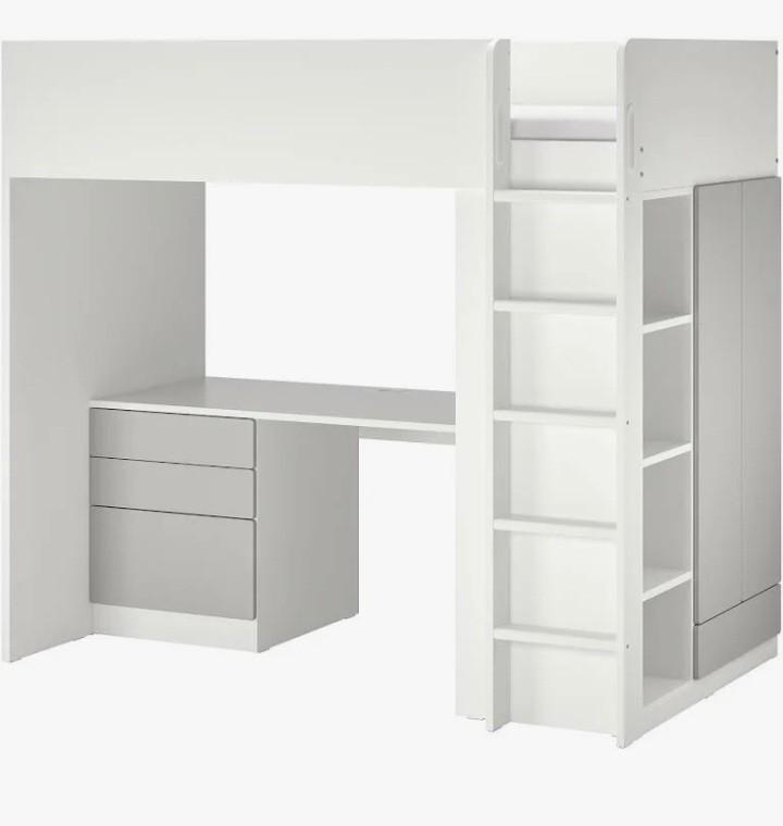 Hoogslaper ikea kinderen met bureau en kleerkast, Kinderen en Baby's, Kinderkamer | Stapelbedden en Hoogslapers, Zo goed als nieuw