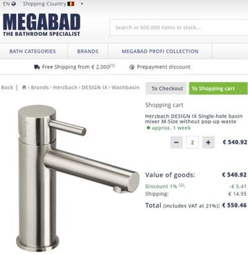 2 Herzbach DESIGN IX Eéngats Wastafelmengkranen beschikbaar voor biedingen