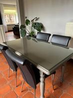 tafel met stoelen, Huis en Inrichting, Tafels | Eettafels, Ophalen, Gebruikt, Vier personen, Glas