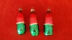 Lot van 3 oude glazen kerstbal flessen rood/groen, Ophalen of Verzenden, Gebruikt