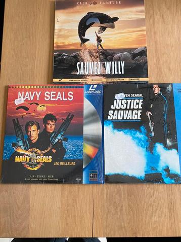 Lot de 3 laser disc Navy Seals, Justice sauvage,Sauvez Willy