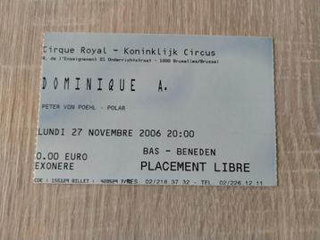 Ticket concert Dominique A Cirque Royal Bruxelles 2006 beschikbaar voor biedingen