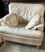 grand fauteuil large 1 pièce  cuir blanc crème, Utilisé, Cuir