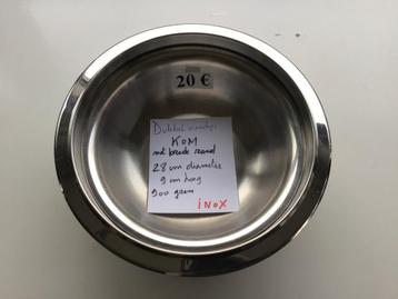 dubbelwandige kom met brede rand in inox beschikbaar voor biedingen