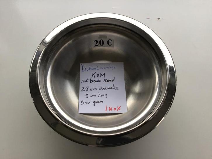 dubbelwandige kom met brede rand in inox, Huis en Inrichting, Keuken | Servies, Zo goed als nieuw, Ophalen of Verzenden