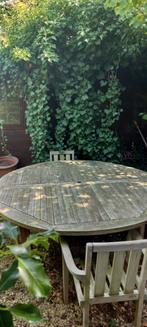 teak tuintafel rond, Tuin en Terras, Ophalen, Gebruikt, Rond