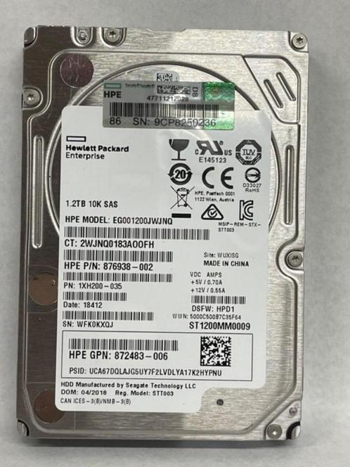 HP Enterprise EG001200JWJNQ, 1,2TB- SAS, Computers en Software, Harde schijven, Gebruikt, Server, Intern, HDD, SAS, Ophalen of Verzenden