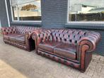 Ruime Chesterfield 3+2 zit zetels roodbruin GRATIS GELEVERD, Antiek en Kunst, Ophalen of Verzenden