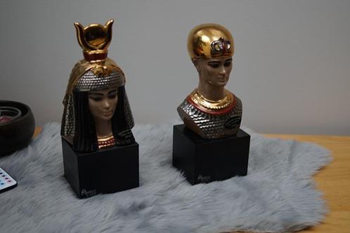 Egyptische  bustes,Marco giner, porcelein met 24K belegt., Antiquités & Art, Antiquités | Céramique & Poterie, Enlèvement