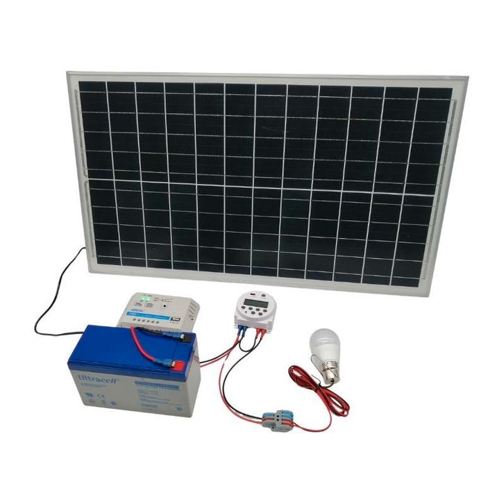 Solar 12V zonnepaneel set 30W met tijdschakelaar, lamp, rege, Hobby en Vrije tijd, Overige Hobby en Vrije tijd, Nieuw, Ophalen of Verzenden