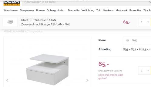Hip en Trendy : 2 nieuwe zwevende nachttafels aan 50%, Huis en Inrichting, Slaapkamer | Nachtkastjes, Nieuw, Minder dan 55 cm