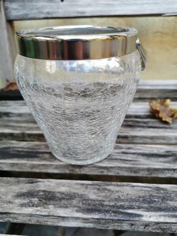 Ijsemmer vintage in craquelé glas met zilverkleurige rand. beschikbaar voor biedingen