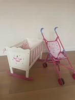 Houten poppen bed en buggy, Kinderen en Baby's, Speelgoed | Poppenhuizen, Ophalen