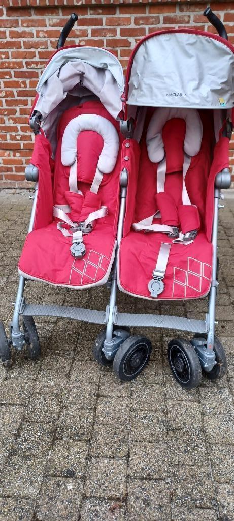 Tweeling buggy, Kinderen en Baby's, Buggy's, Zo goed als nieuw, Maclaren, Duomodel, Regenhoes, Verstelbare rugleuning, Zonnekap