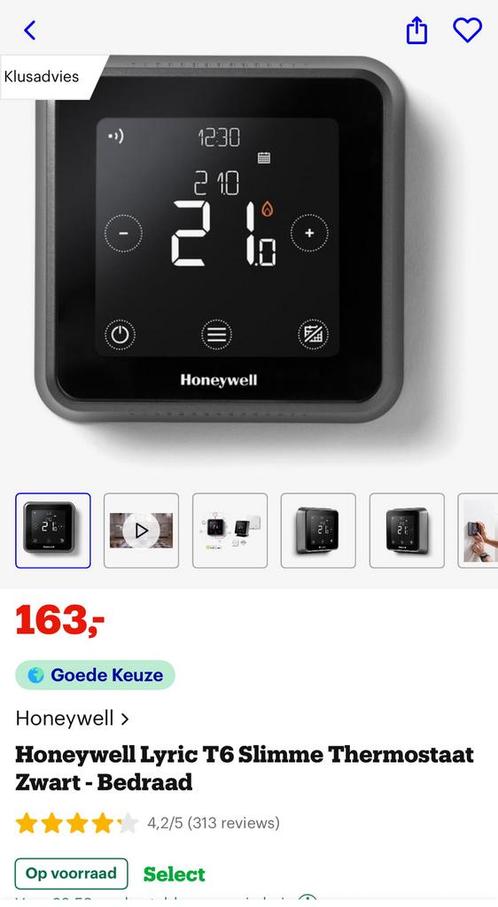 Honeywell T6R slimme thermostaat, Doe-het-zelf en Bouw, Thermostaten, Zo goed als nieuw, Slimme thermostaat, Ophalen of Verzenden