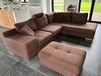 L- vormige zetel inclusief poef, hoofdsteun, en kussens, Huis en Inrichting, Ophalen, 250 tot 300 cm, Gebruikt, Hoekbank