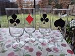 4 bierglazen: speelkaarten, Ophalen of Verzenden, Gebruikt, Bierglas