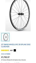 DT Swiss RC28 C Spine Clincher Wielen, Ophalen of Verzenden, Zo goed als nieuw