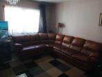 Grand canapé d’angle en cuir marron cognac – 6/7 places, Huis en Inrichting, Zetels | Zetels, Ophalen, Gebruikt, Hoekbank, Leer