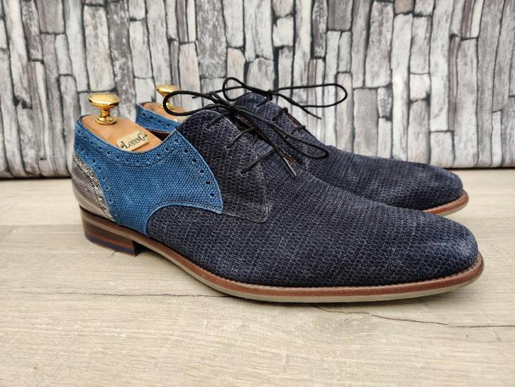 Floris van Bommel blauw suede herenschoenen Mt 42H, Kleding | Heren, Schoenen, Zo goed als nieuw, Veterschoenen, Blauw, Verzenden