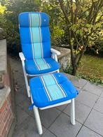 Ligstoel en voetenbankje met bijhorende kussens, Tuin en Terras, Ophalen, Gebruikt