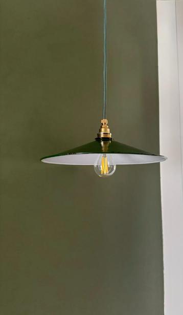 Lampe suspendue verte en émail, Enlèvement, Utilisé, Moins de 50 cm
