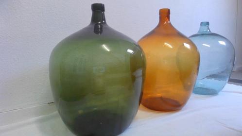 mandfles damejeannes buikfles, Huis en Inrichting, Woonaccessoires | Vazen, Gebruikt, Glas, Ophalen