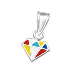 Zilveren kinderhanger diamant, Ophalen of Verzenden, Nieuw, Hanger