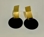 Goudkleurige oorsteker met zwarte cirkel, Ophalen of Verzenden, Nieuw, Goud, Hangers