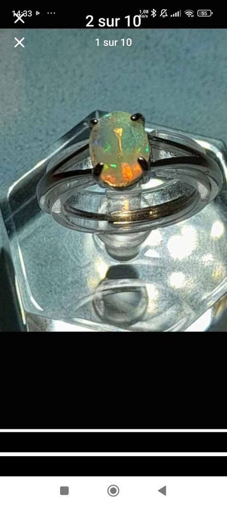 Sterling zilveren ring met prachtig natuurlijk opaal, Handtassen en Accessoires, Ringen, Nieuw, Zilver, Zilver, Ophalen of Verzenden
