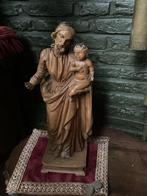 Statue en bois de Joseph avec l'enfant Jésus, religieuse, Enlèvement ou Envoi