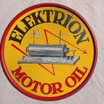 Metalen reclamebord Elektrion Motor Oil uit Gent, 1946, Verzamelen, Ophalen of Verzenden, Reclamebord