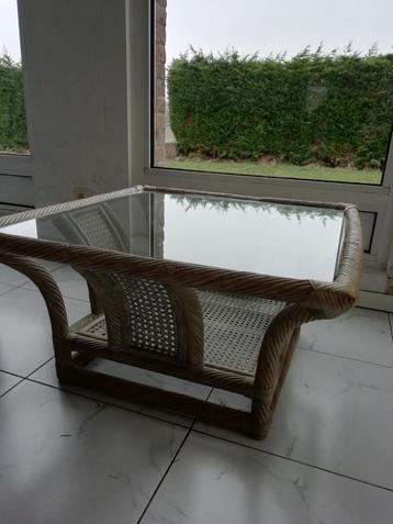 ROTAN SALONTAFEL, Huis en Inrichting, Tafels | Salontafels, Ophalen, Gebruikt