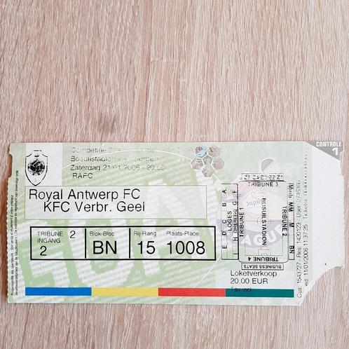 Voetbal Tickets Royal Antwerp FC - Verbroedering Geel, Collections, Articles de Sport & Football, Utilisé, Autres types, Enlèvement ou Envoi