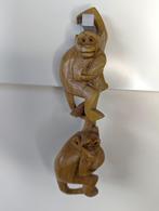 2 houten aapjes als muurdecoratie, Kinderen en Baby's, Kinderkamer | Inrichting en Decoratie, Ophalen of Verzenden, Wanddecoratie