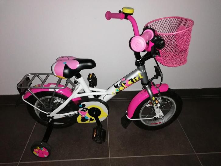 12" meisjesfiets LOEKIE, Fietsen en Brommers, Fietsen | Meisjes, Zo goed als nieuw, Handrem, Ophalen