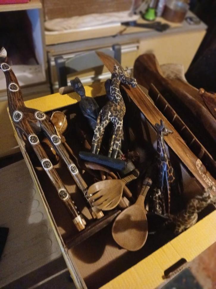 Gros lot deco masques girafe buste table afrique, Antiquités & Art, Art | Sculptures & Bois, Enlèvement