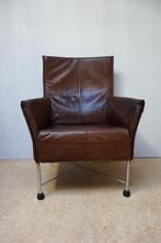 Vintage Montis Charly fauteuil bruin leer met Flex functie, Ophalen of Verzenden