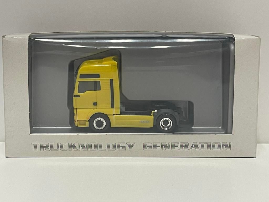 Herpa MAN TG 460 A XXL trekker geel 1/87, Ophalen of Verzenden, Zo goed als nieuw, Bus of Vrachtwagen, Herpa