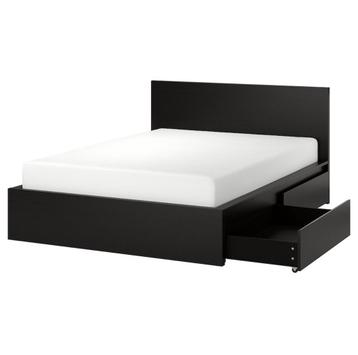 MALM IKEA Cadre de lit, haut, 2 rangements, noir 140x200 cm