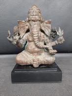 Bronzen beeld/Ganesh/Ganapati met 3 gezichten op houten sokk, Nieuw, Ophalen of Verzenden