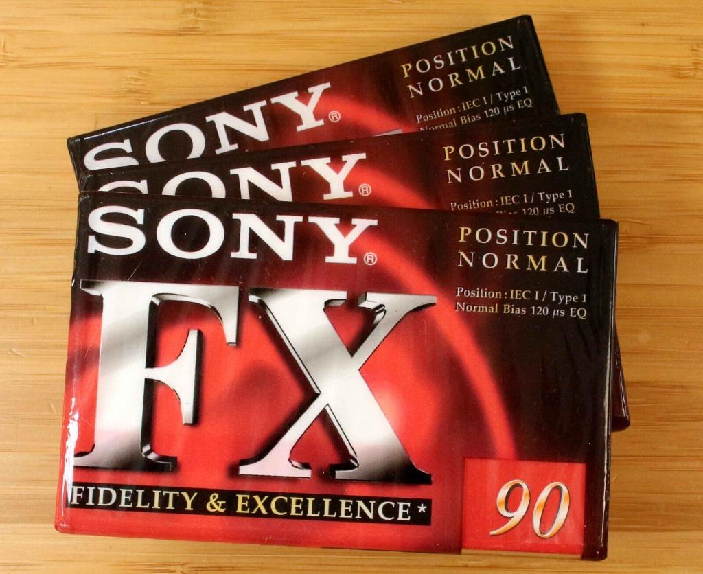 LOT 3x Cassettes Audio 90 SONY FX90 K7 NEUF sous CELLO, Cd's en Dvd's, Cassettebandjes, Nieuw in verpakking, Onbespeeld, 2 t/m 25 bandjes
