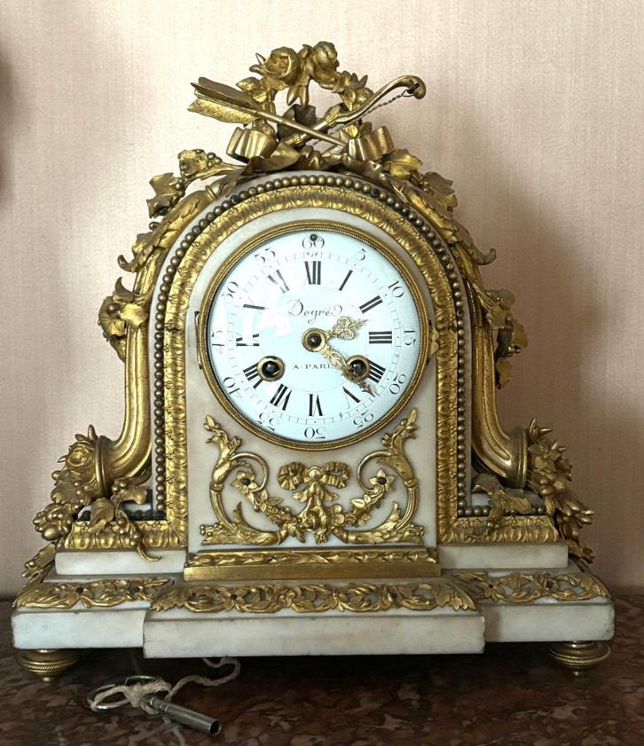 Pendule LOUIS XVI signée Degré à Paris  18e XVIII Vincente, Antiek en Kunst, Antiek | Klokken, Ophalen of Verzenden