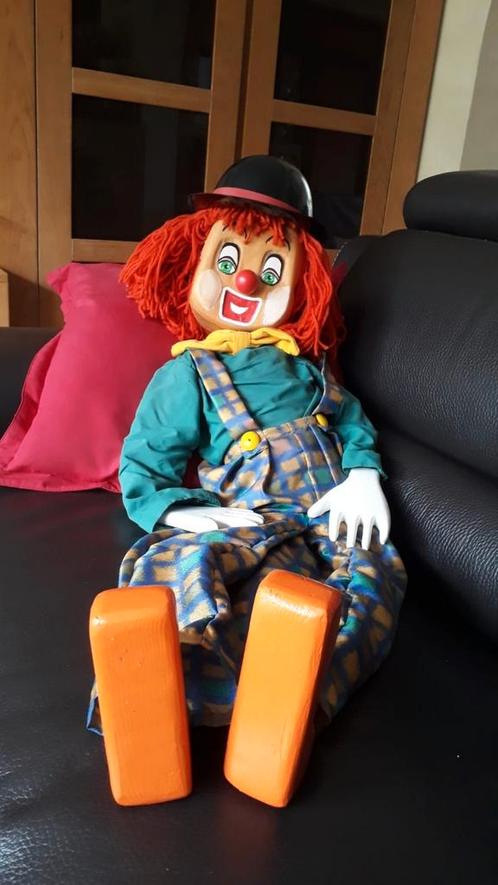Houten clownpop, uniek stuk, Verzamelen, Poppen, Zo goed als nieuw, Ophalen