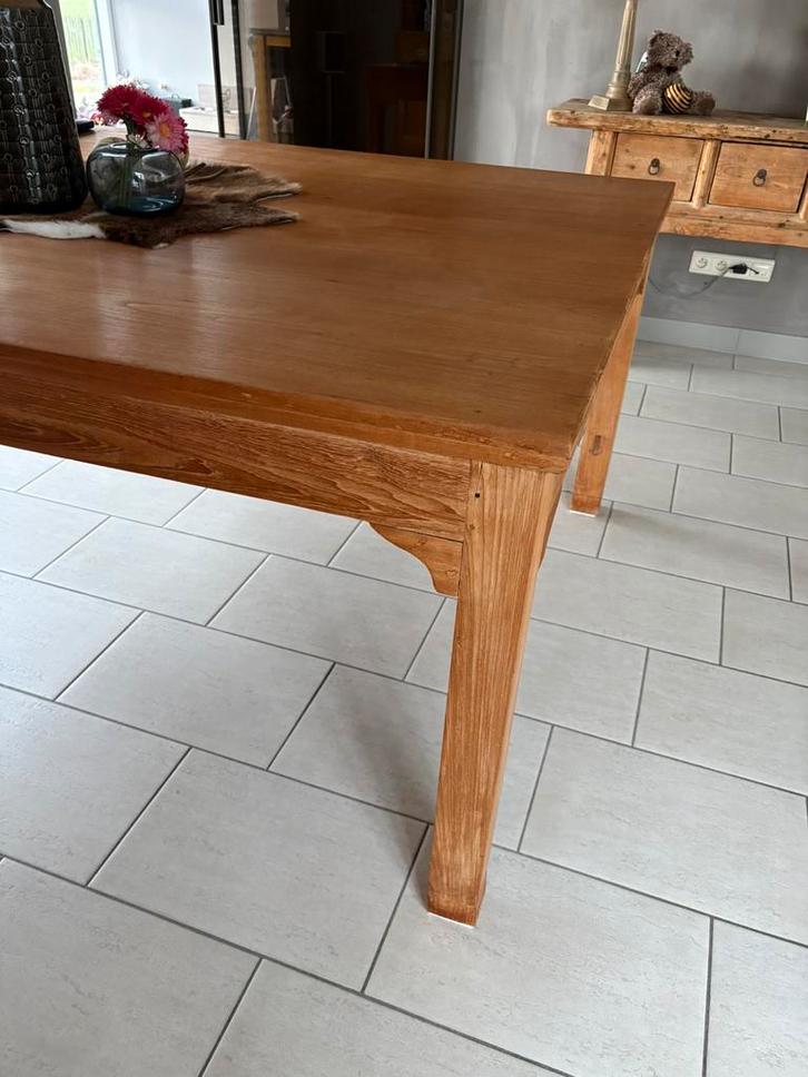 Oude eettafel in teakhout, Maison & Meubles, Tables | Tables à manger, Comme neuf, Teck, Enlèvement