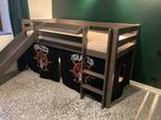 Hoogslaper Vipack Pino met Glijbaan - taupe - tablet+gordijn, Kinderen en Baby's, Kinderkamer | Bedden, Ophalen, 85 tot 100 cm