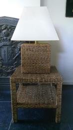 Rieten tafellamp rotan met bijzettafel hoogte 116cm, Ophalen, Hout