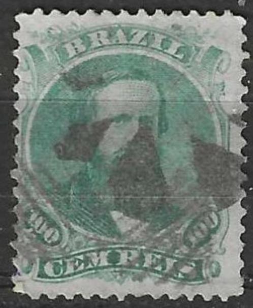 Brazilie 1876/1877 - Yvert 34 - Keizer Pedro II (ST), Postzegels en Munten, Postzegels | Amerika, Gestempeld, Verzenden